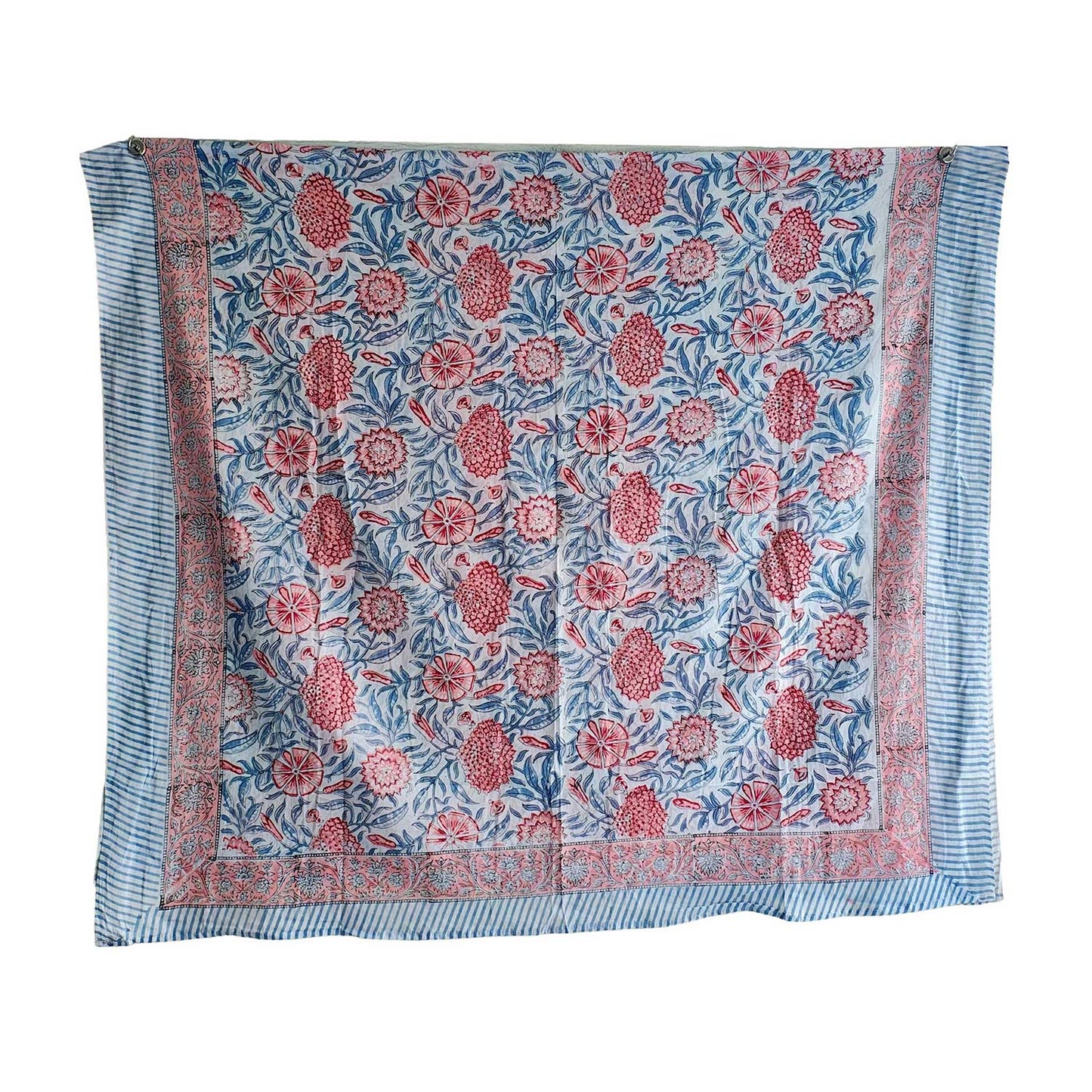 Bagru Block Print Floral Cotton Nevy Blue Color Sarong, Beach Wrap, Pareo