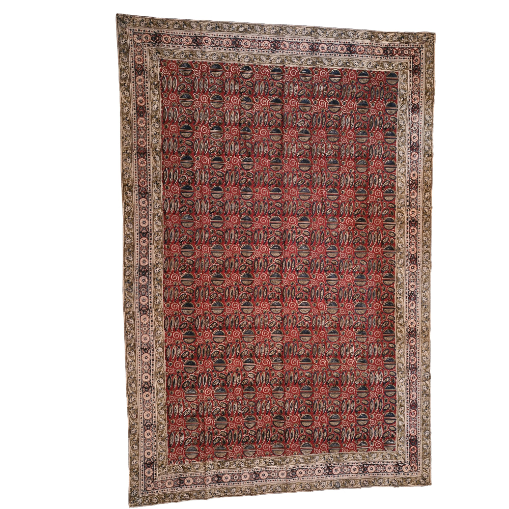 Kalamkari White and Yellow Color - Single Bed Bedsheet (60x90 Inches)