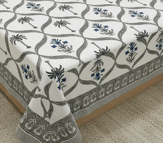 Premium Sanganeri Block Print 100% Cotton King Size Bedsheet with 2 Reversible Pillowcases
