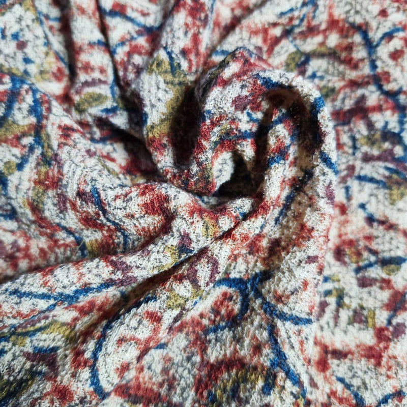 Natural stretchable Kalamkari crape fabric