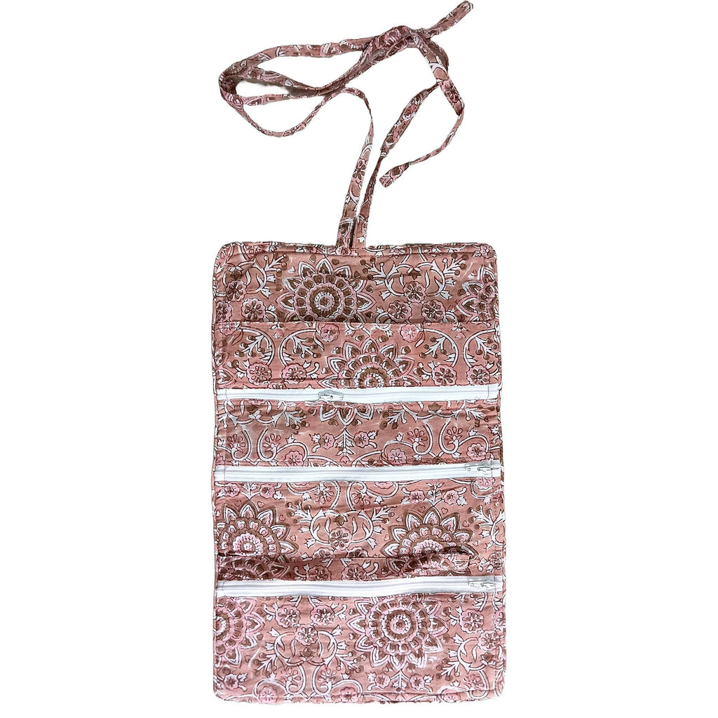 Handmade Floral Block Print Quilted Utility Pouch