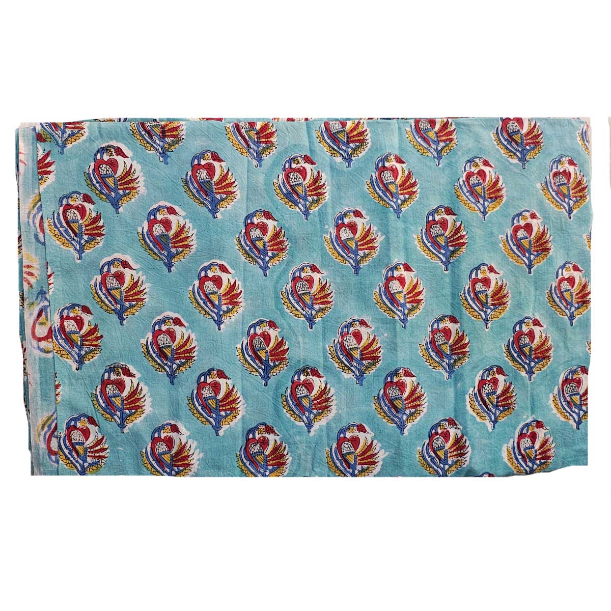 Handmade Bagru Print Textile –  Sky Blue Floral Print Cotton Material