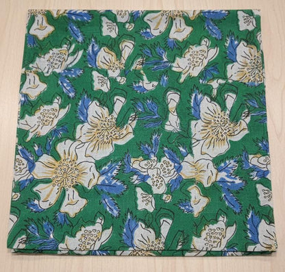 Authentic Sanganeri Hand Block Print Cotton Fabric by the Yard | Natural Dye Floral Print