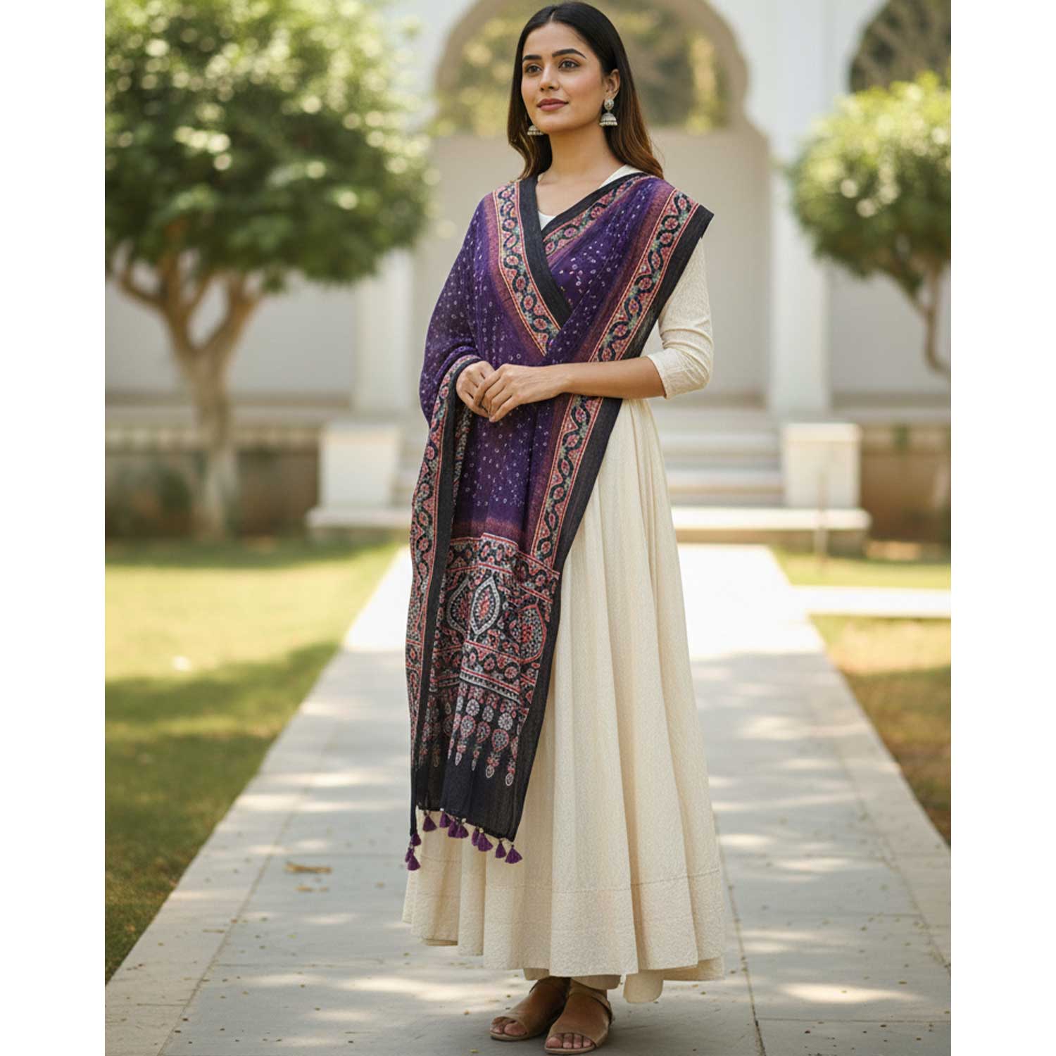 Kutch Bandhani Tie-Dye Pure Silk  Bandhani  Ajrakh Block Printing Dupatta With Zari: An Artistic Fusion of Heritage and Style