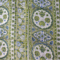 Sanganeri Hand Block Print Cotton Fabric – Green Floral Print