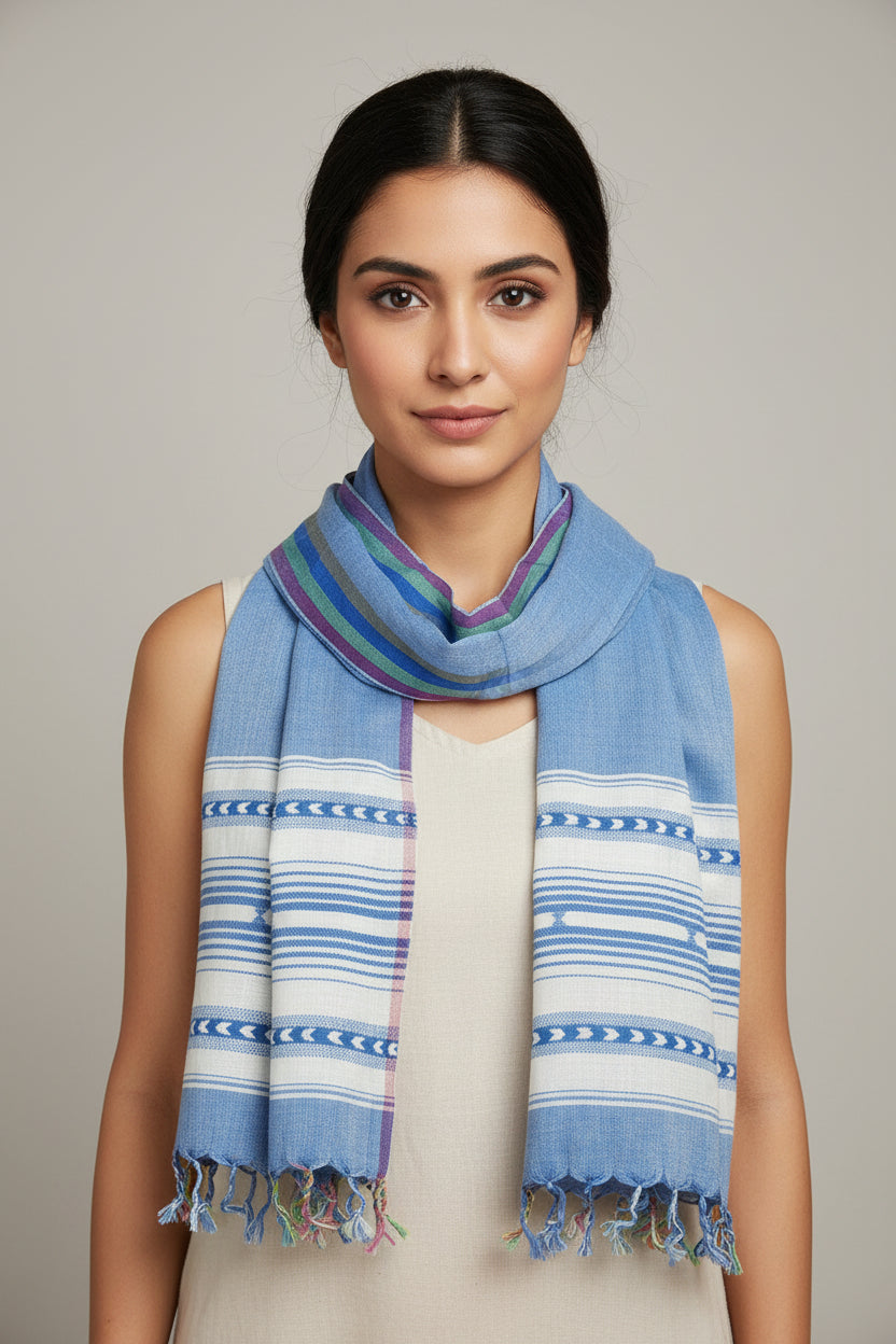 Kalamkari Hand Block Printed Cotton Stole – Women's Dupatta, Short & Standard Sizes