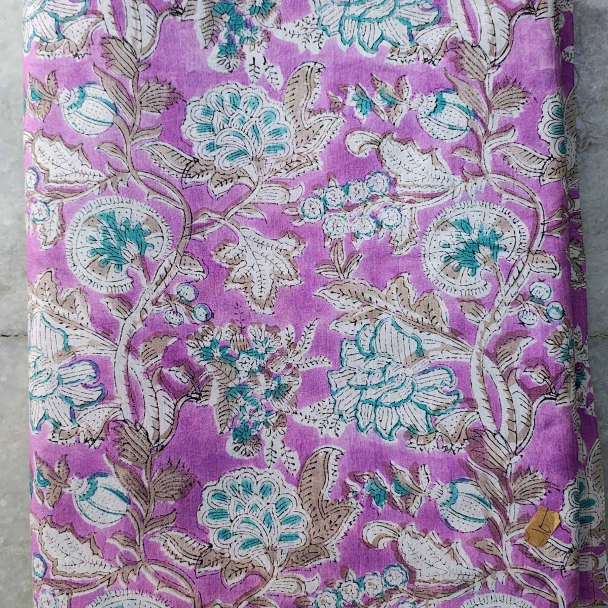 Sanganeri Hand Block Print Cotton Fabric – Lavender Floral Print