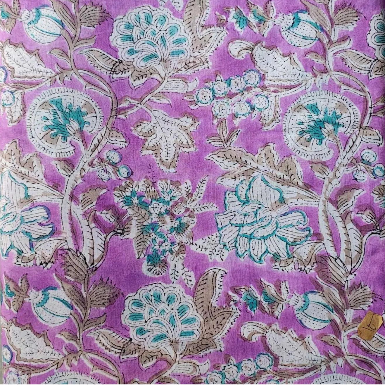 Sanganeri Hand Block Print Cotton Fabric – Lavender Floral Print