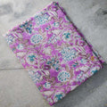 Handmade Bagru Print Textile – Levender Floral Print Cotton Material