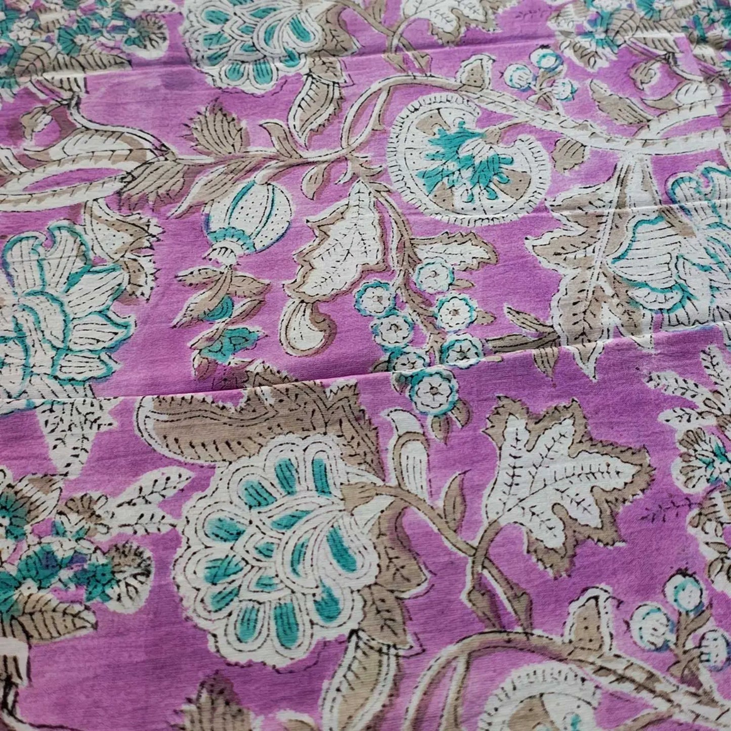 Sanganeri Hand Block Print Cotton Fabric – Lavender Floral Print