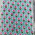 Sanganeri Hand Block Print Cotton Fabric – Light Blue Floral Print