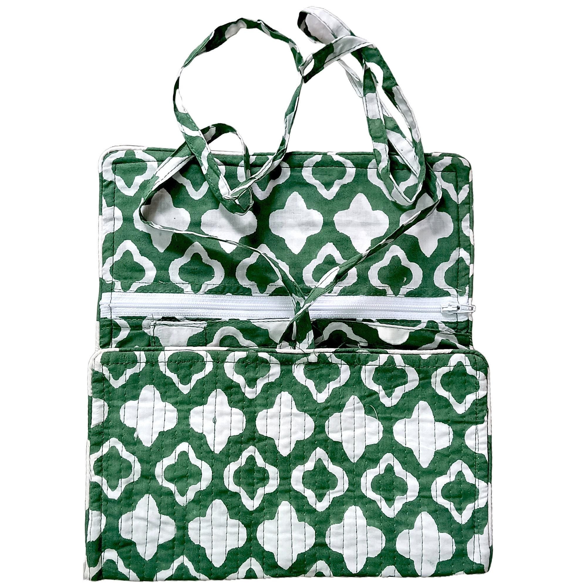 Handmade Floral Block Print Quilted Utility Pouch