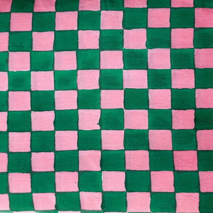 Sanganeri Hand Block Print Cotton Fabric – Green And Pink Floral Print