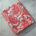 Handmade Bagru Print Textile – White And Orange Floral Print Cotton Material