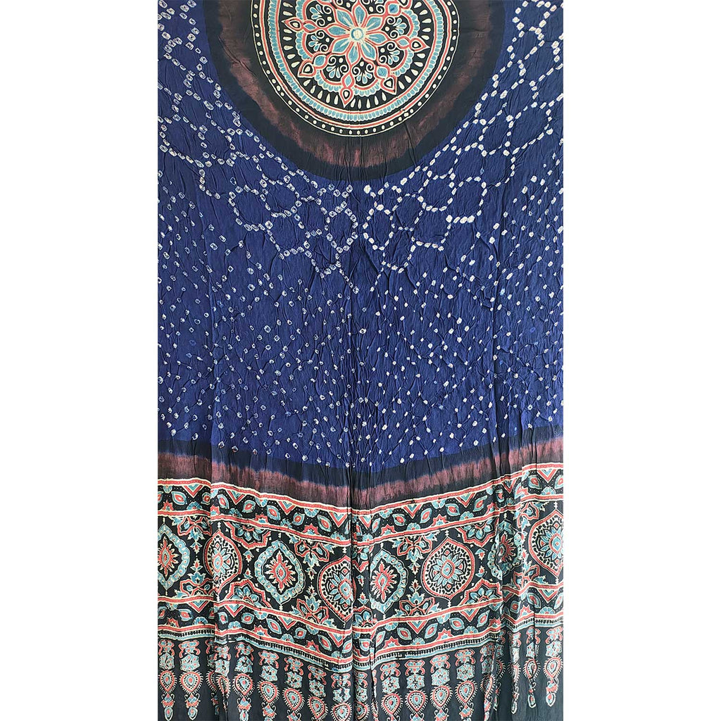 Kutch Bandhani Tie-Dye Pure Silk  Bandhani  Ajrakh Block Printing Dupatta With Zari: An Artistic Fusion of Heritage and Style