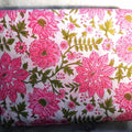 Handmade Bagru Print Textile – Pink And White Floral Print Cotton Material