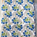 Handmade Bagru Print Textile – Green Floral Print Cotton Material