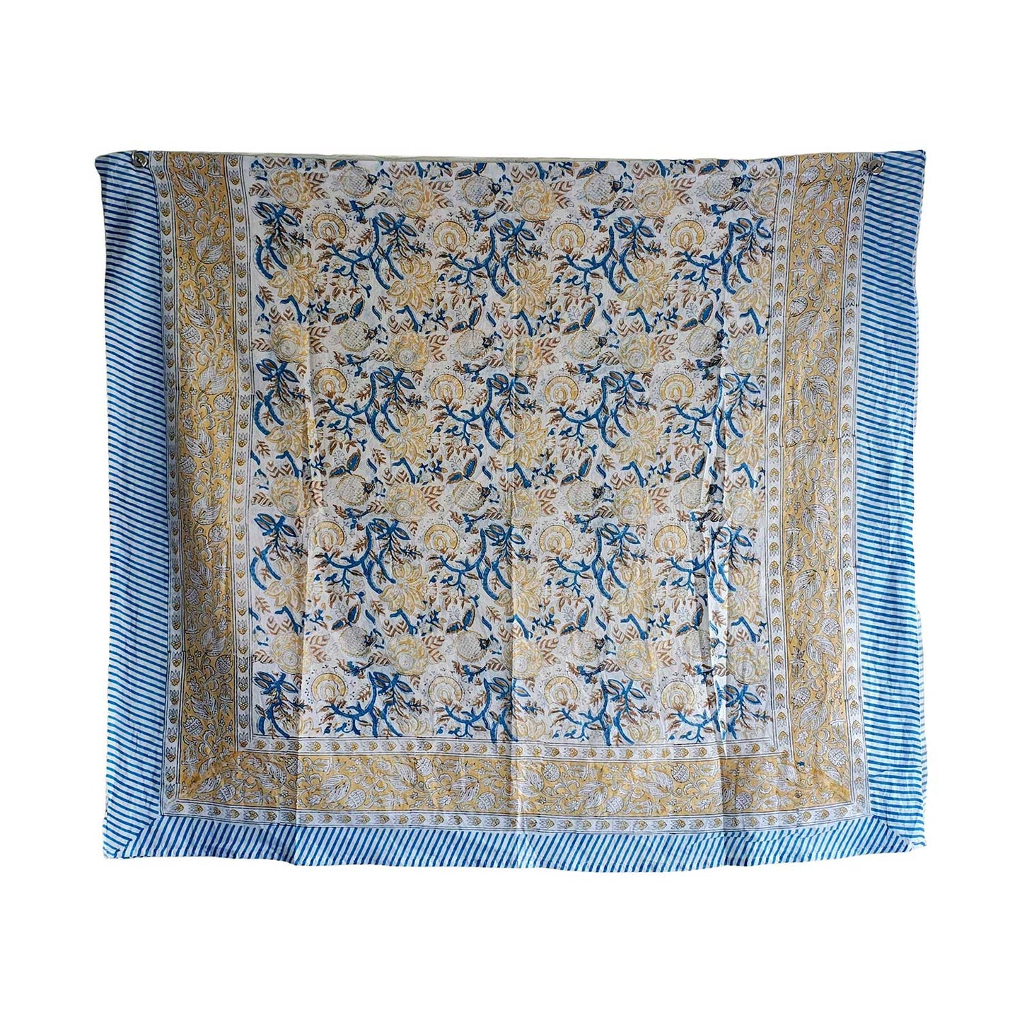 Bagru Block Print Floral Light Yellow Color Cotton Sarong, Beach Wrap, Pareo