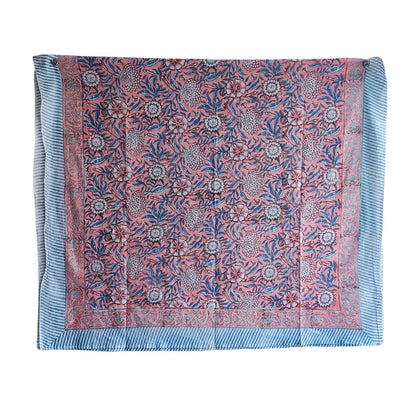 Bagru Block Print Floral Peach Color Cotton Sarong, Beach Wrap, Pareo