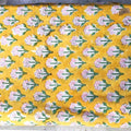 Handmade Bagru Print Textile – Yellow Floral Print Cotton Material