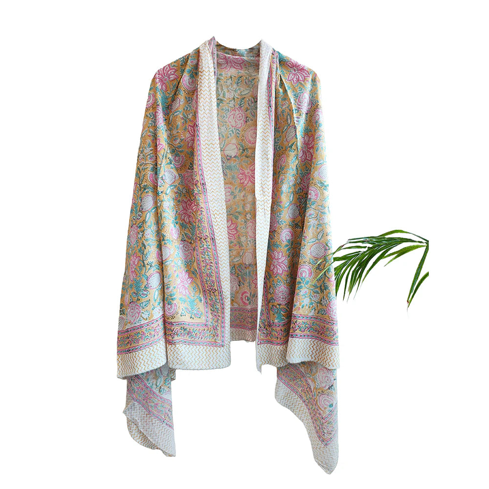 Bagru Block Print Cotton Sarong, Beach Wrap, Pareo