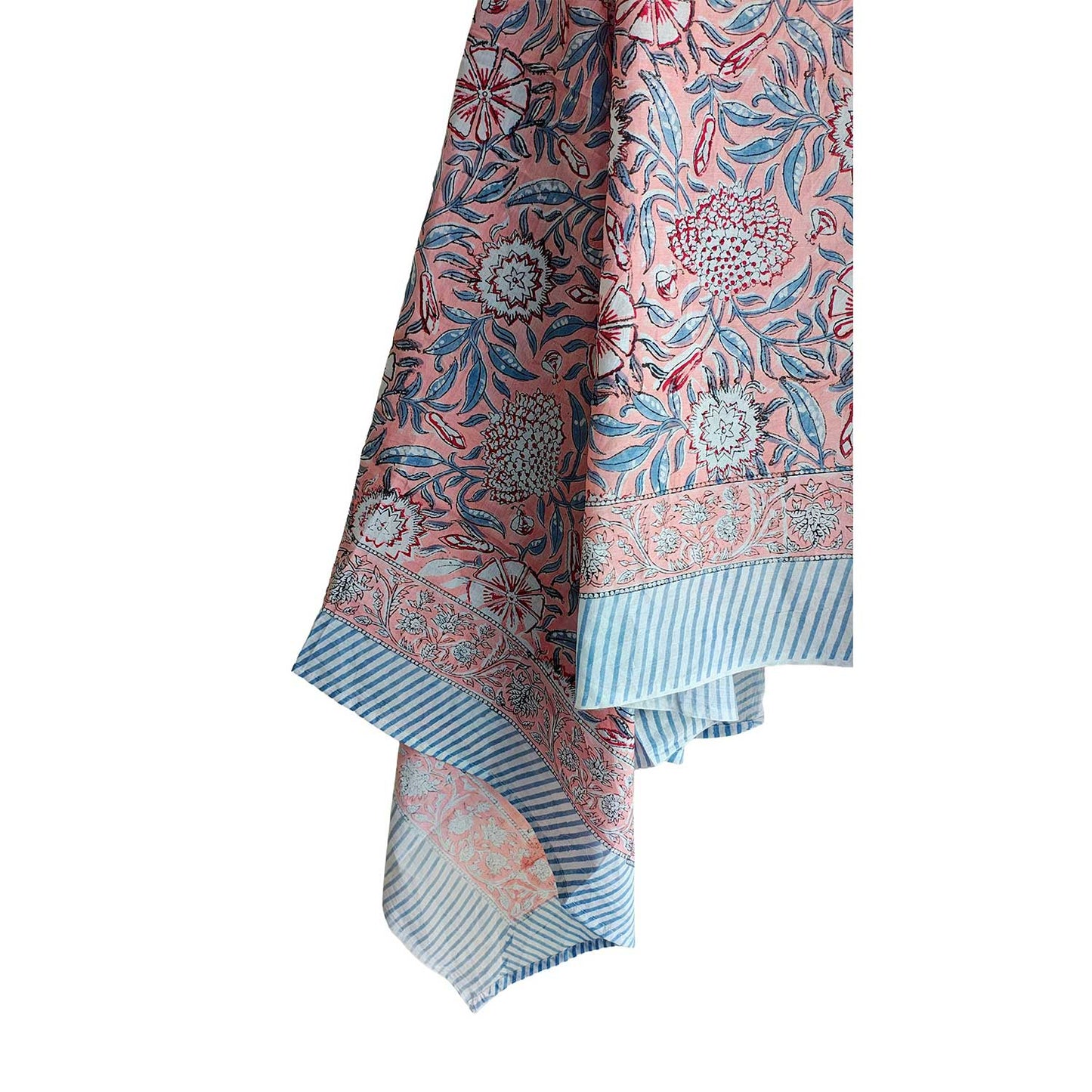 Bagru Block Print Floral Peach Color Cotton Sarong, Beach Wrap, Pareo