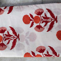 Handmade Bagru Print Textile – White And Red Floral Print Cotton Material