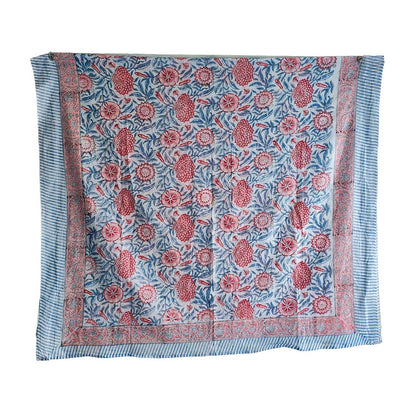 Bagru Block Print Floral Cotton Nevy Blue Color Sarong, Beach Wrap, Pareo