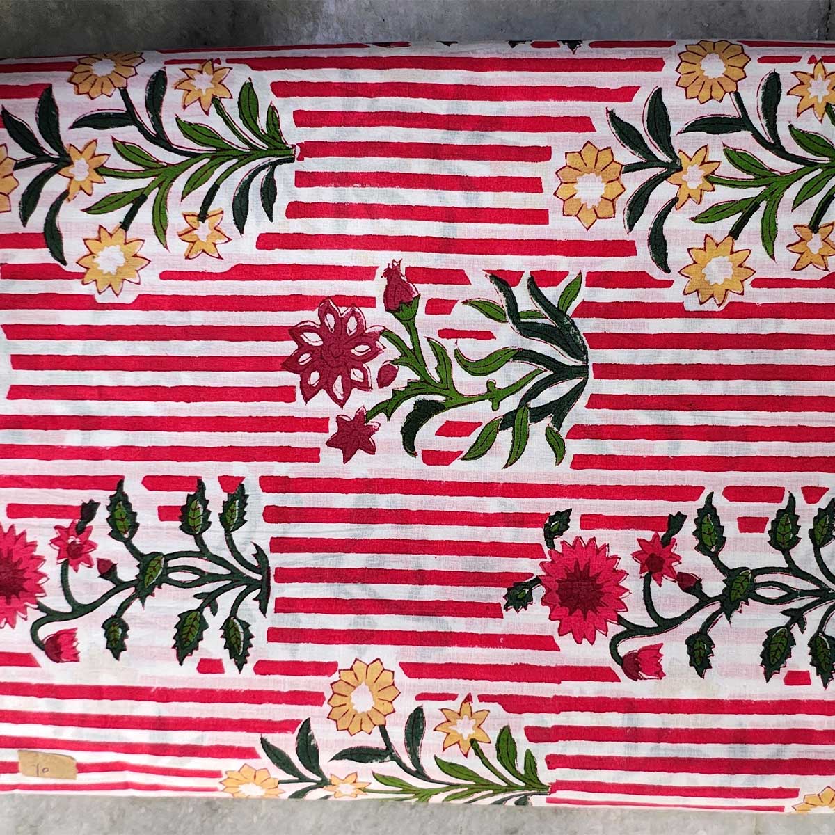 Handmade Bagru Print Textile – Dark Pink Floral Print Cotton Material