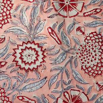 Sanganeri Hand Block Print Cotton Fabric – Baby Pink Floral Print