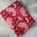 Handmade Bagru Print Textile – Red Floral Print Cotton Material