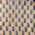 Sanganeri Hand Block Print Cotton Fabric – Beige Floral Print