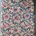 Handmade Bagru Print Textile – Beige Floral Print Cotton Material