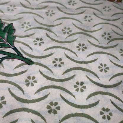 Sanganeri Hand Block Print Cotton Fabric – Beige Floral Print