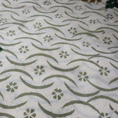 Sanganeri Hand Block Print Cotton Fabric – Beige Floral Print