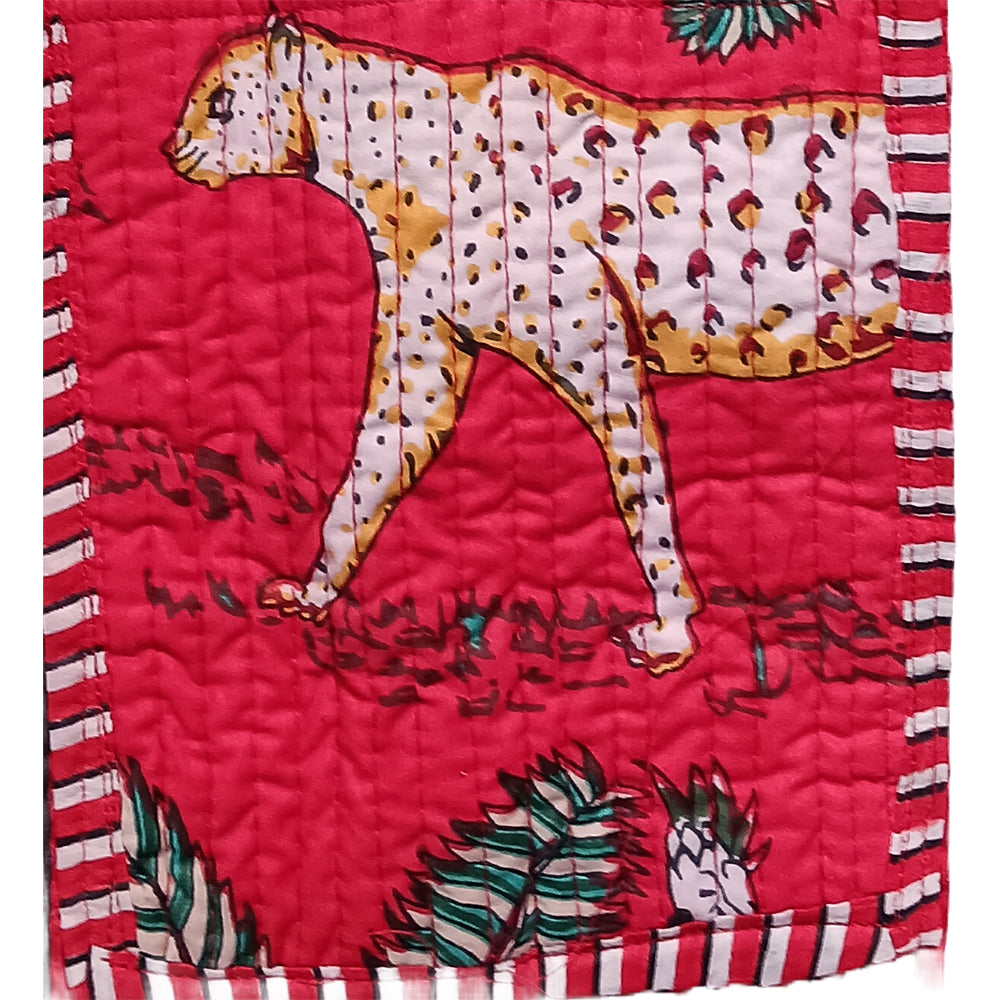 Handmade Block Print Cotton Quilted Tote Bag – Red Floral