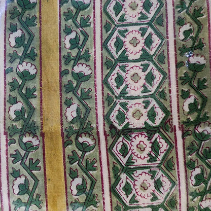 Sanganeri Hand Block Print Cotton Fabric – Green Floral Print