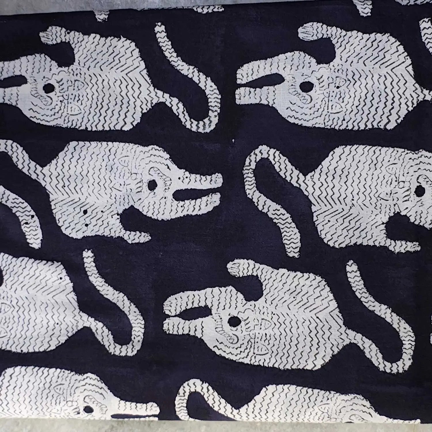 Handmade Bagru Print Textile – Black Tiger Print Cotton Material