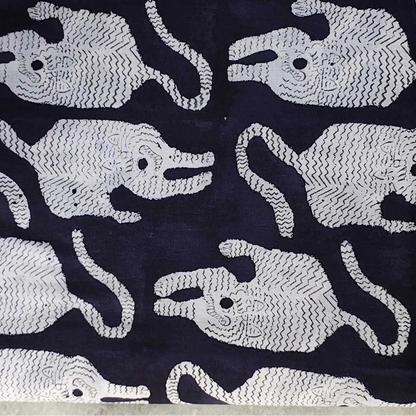 Sanganeri Hand Block Print Cotton Fabric – Black Tiger Print