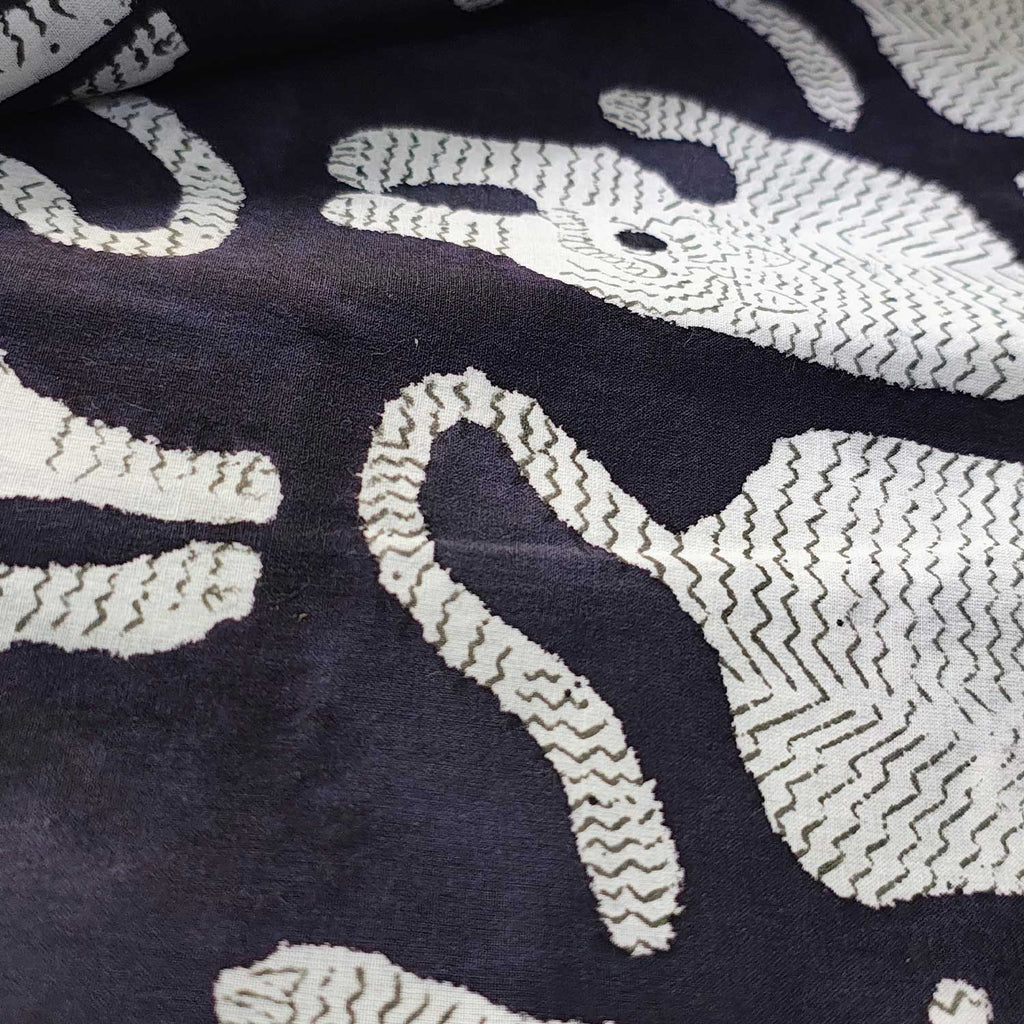 Handmade Bagru Print Textile – Black Tiger Print Cotton Material