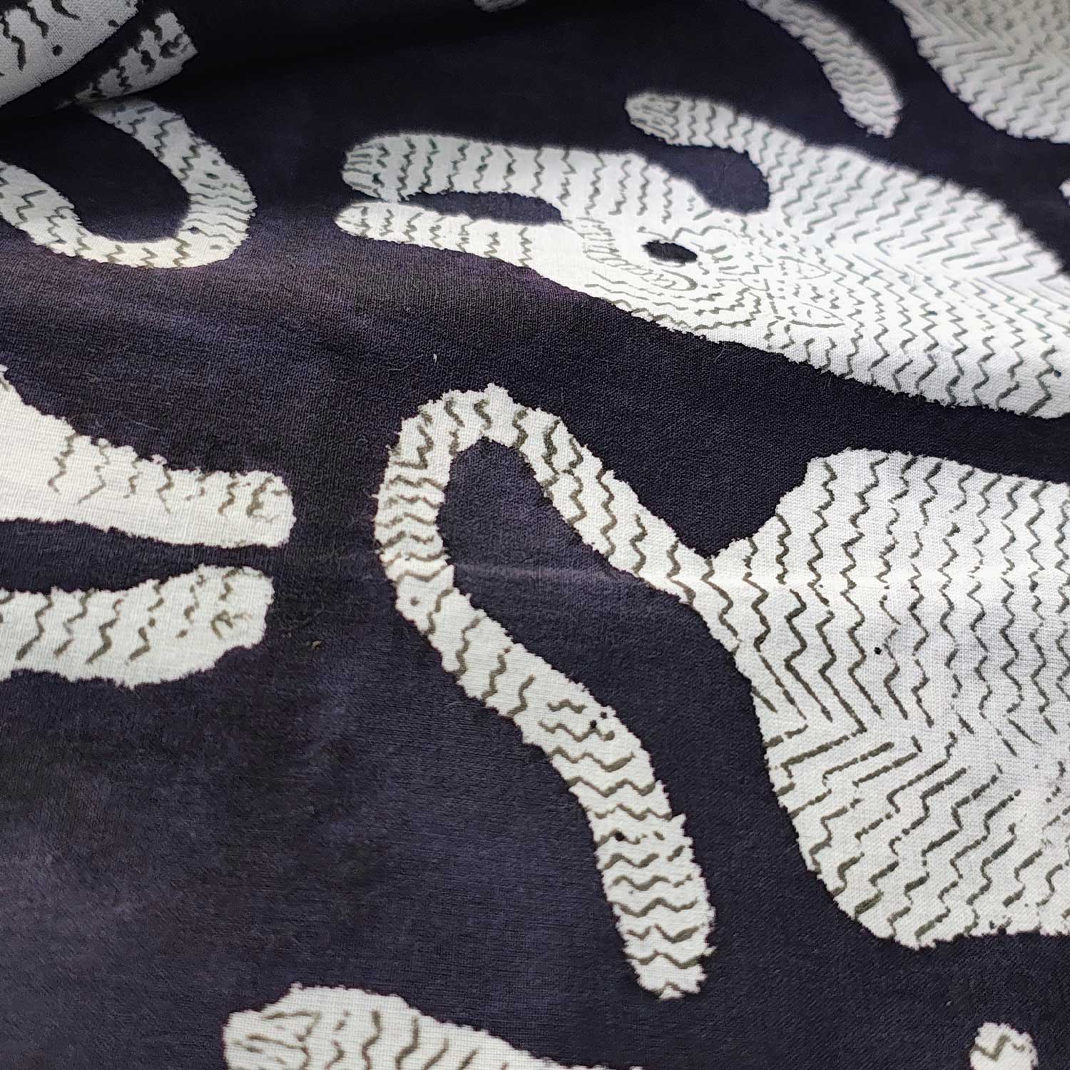 Handmade Bagru Print Textile – Black Tiger Print Cotton Material