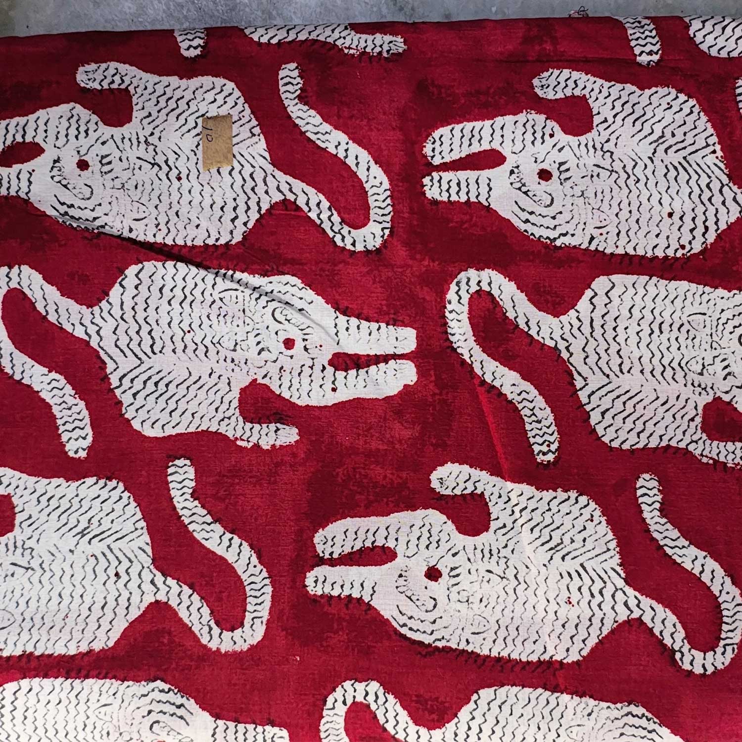 Handmade Bagru Print Textile – Red Tiger Print Cotton Material