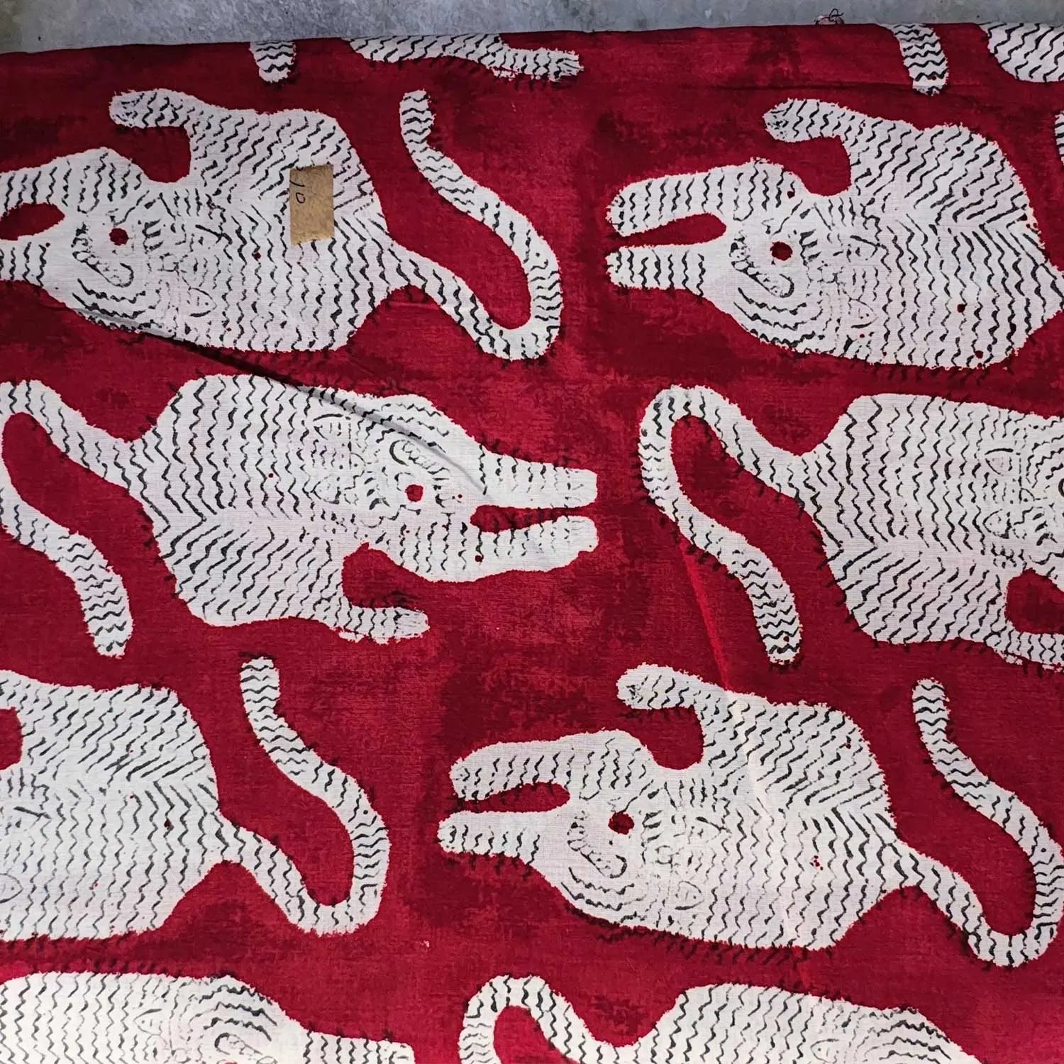 Handmade Bagru Print Textile – Red Tiger Print Cotton Material