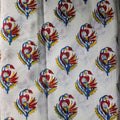Sanganeri Hand Block Print Cotton Fabric – White Floral Print