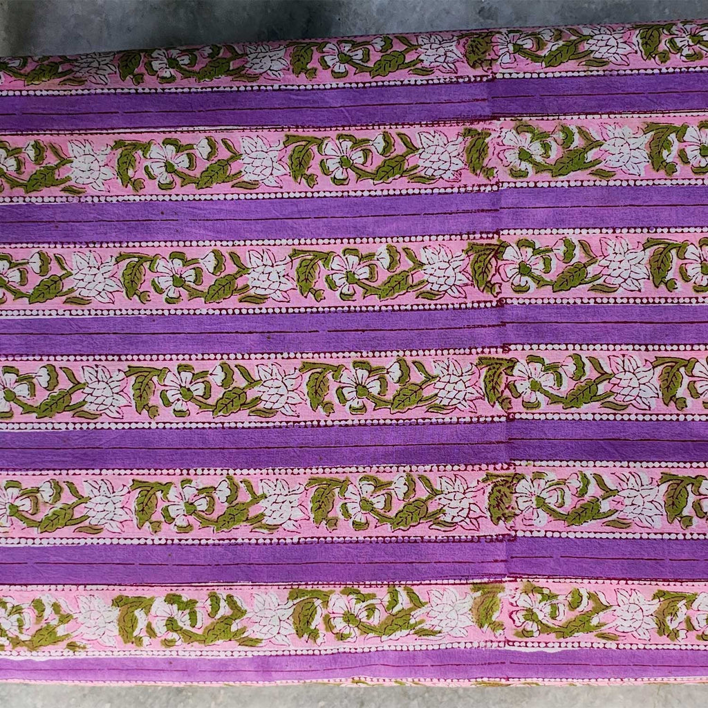 Handmade Bagru Print Textile – Purple Floral Print Cotton Material