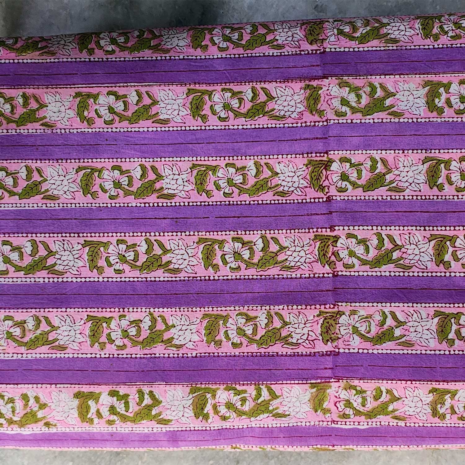 Handmade Bagru Print Textile – Purple Floral Print Cotton Material