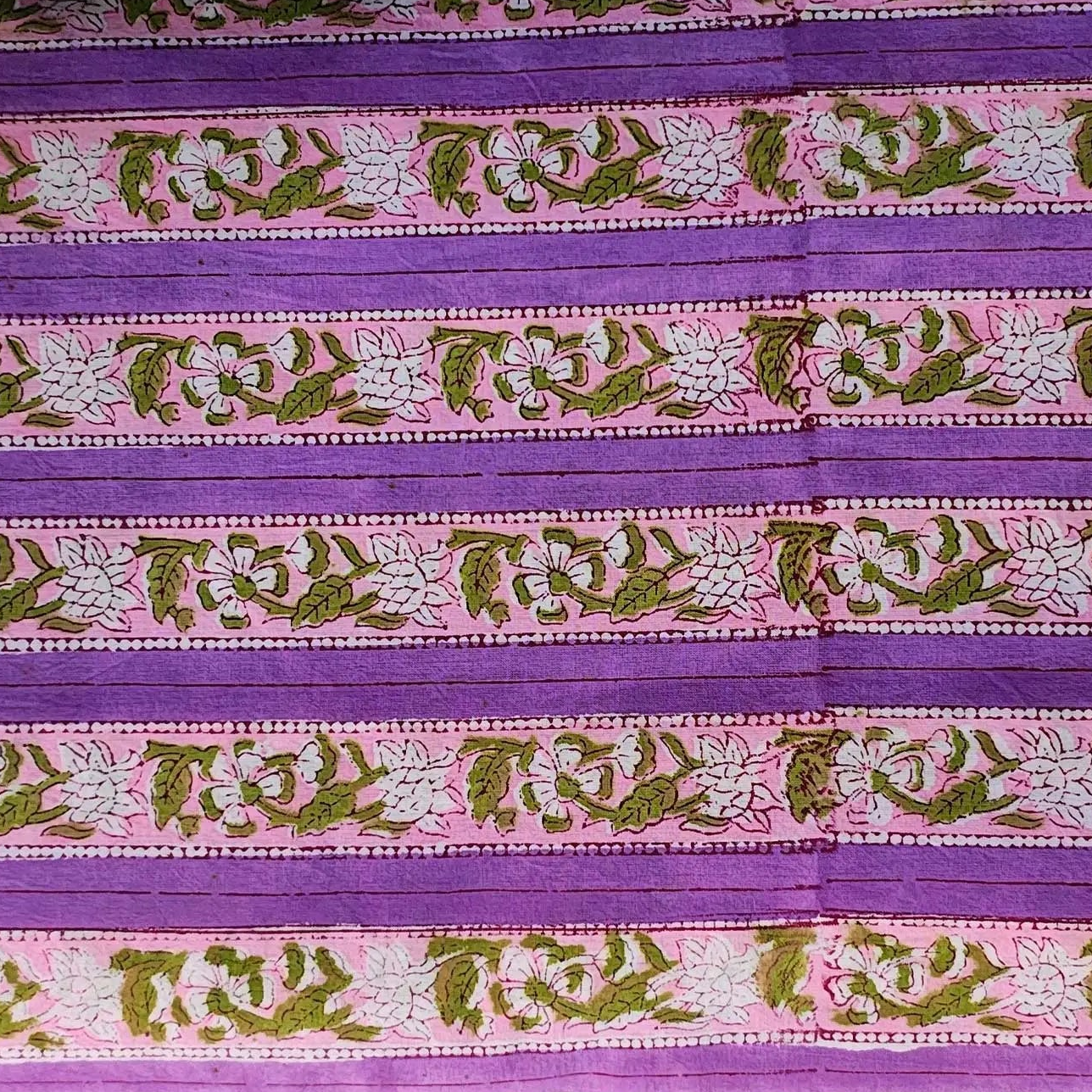 Sanganeri Hand Block Print Cotton Fabric – Purple Floral Print
