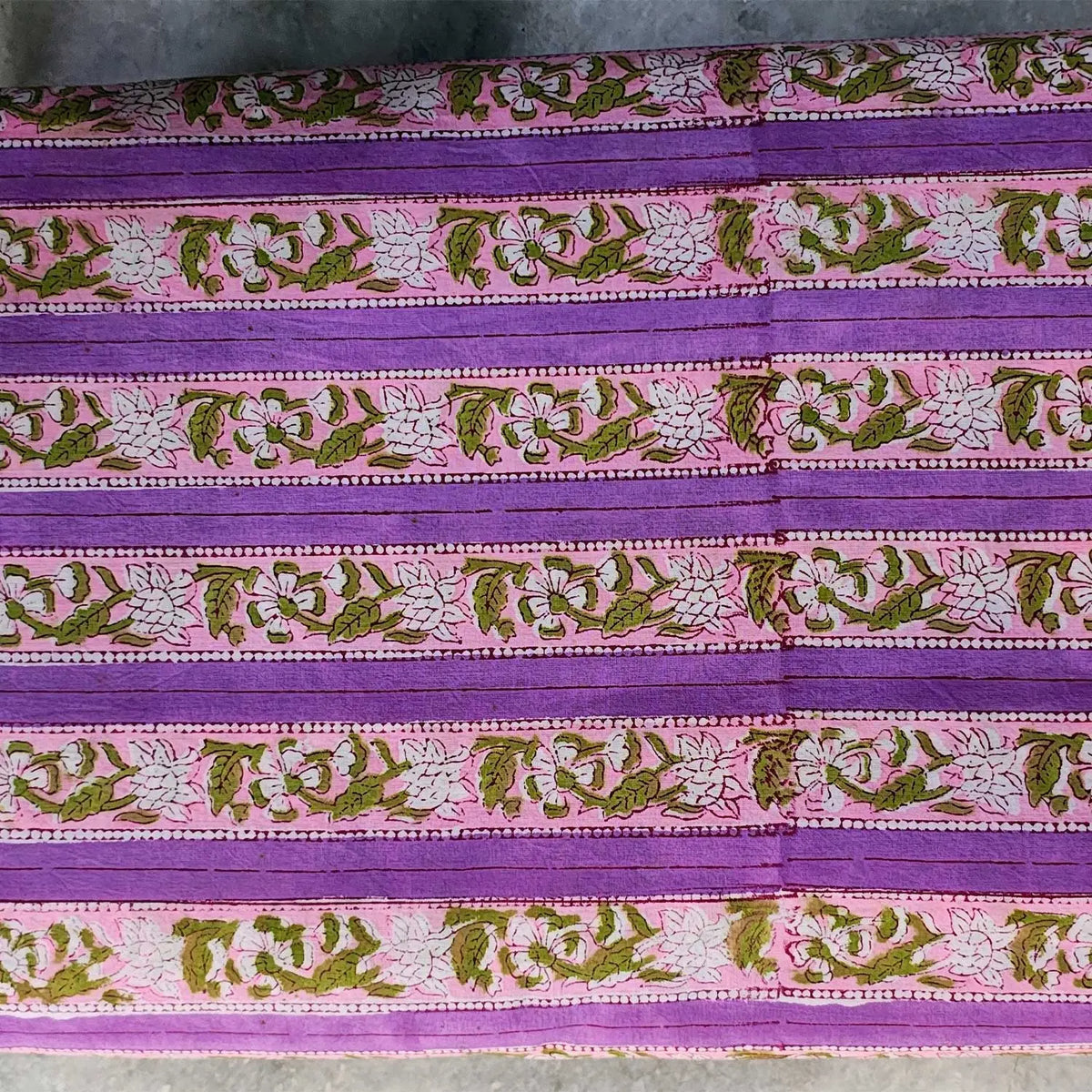 Sanganeri Hand Block Print Cotton Fabric – Purple Floral Print