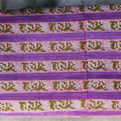 Sanganeri Hand Block Print Cotton Fabric – Purple Floral Print