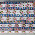 Sanganeri Hand Block Print Cotton Fabric – White And Blue Floral Print